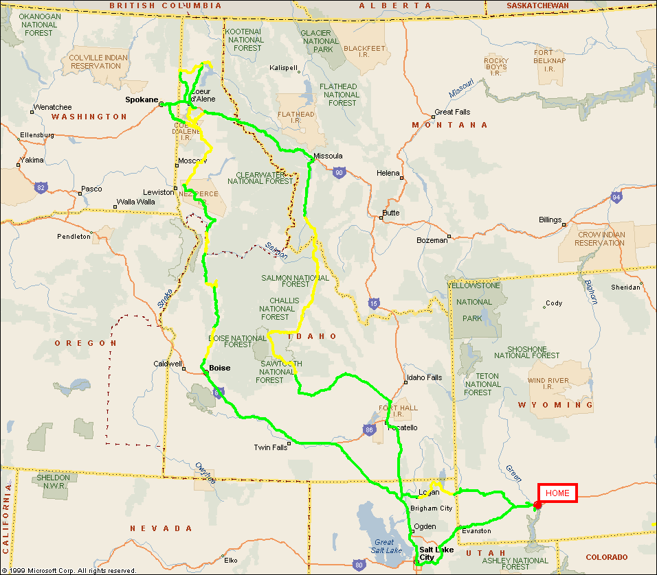 Idaho Bike Ride Map, 2006